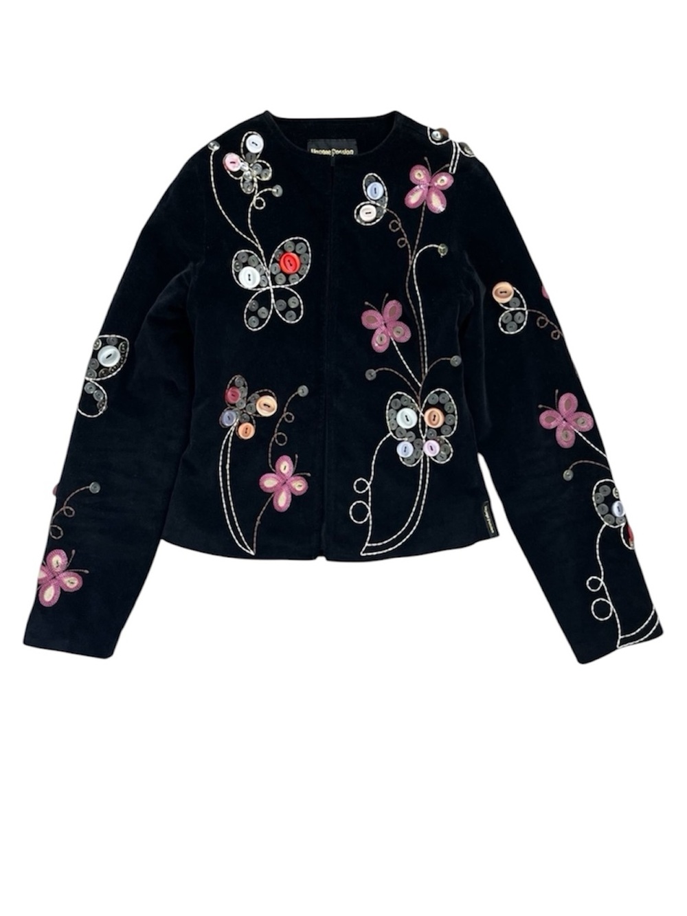 RARE Voyage Passion Bohemian Velvet Blazer Embroidered Bead Butterfly Women's XS